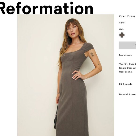 Reformation Dresses & Skirts - Reformation Coco Dress Brown - Size 4
